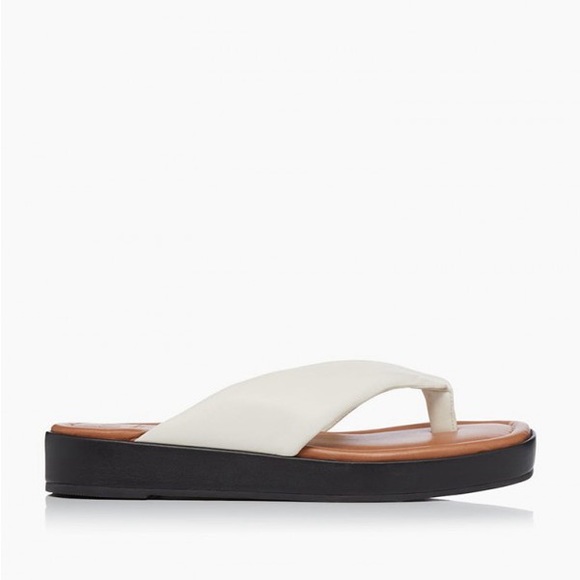 Dune London Leather Longisland White Sandals - Picture 4 of 9